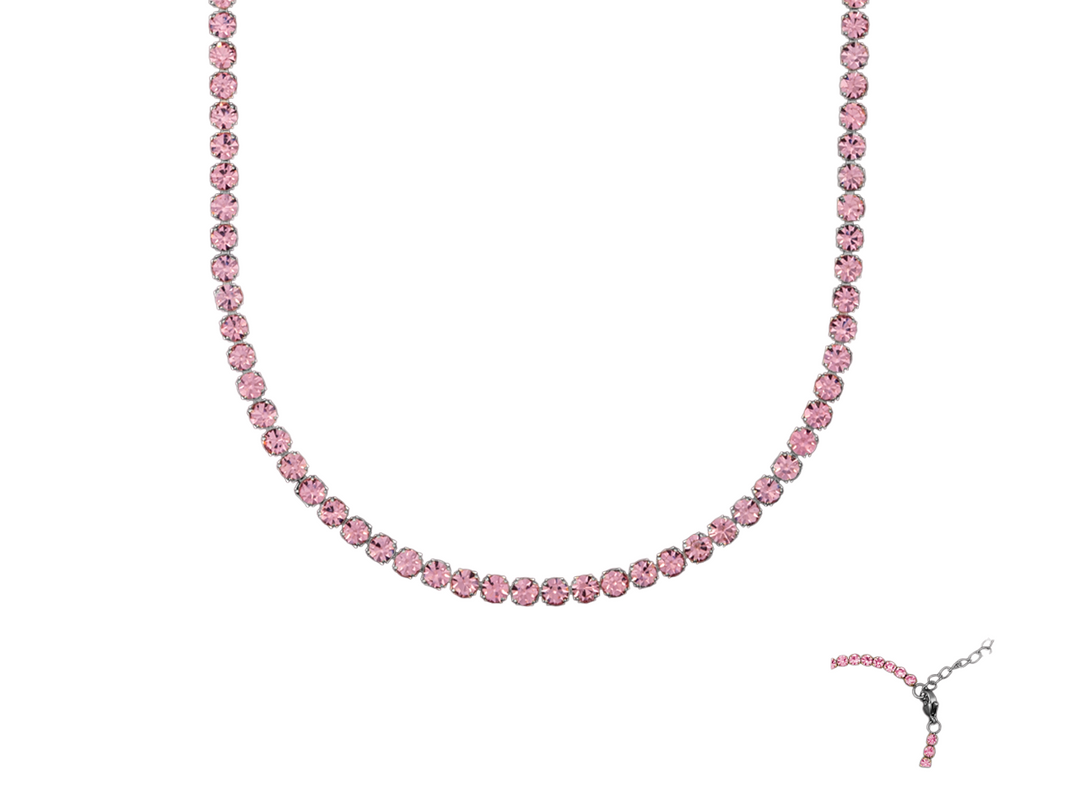 collana 4us cesare paciotti in acciaio rodiato con cristalli rosa - siciliano gioielli 