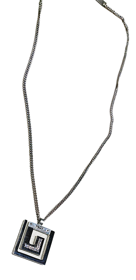 collana rebecca in acciaio con pendente in argento acciaio e diamanti 