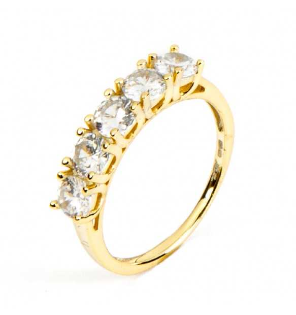 anello in argento dorato con zirconi bianchi 4us cesare paciotti - siciliano gioielli
