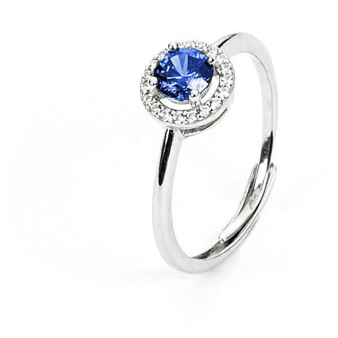 anello 4us cesare paciotti  argento e pietra blu con zirconi bianchi - siciliano gioielli 
