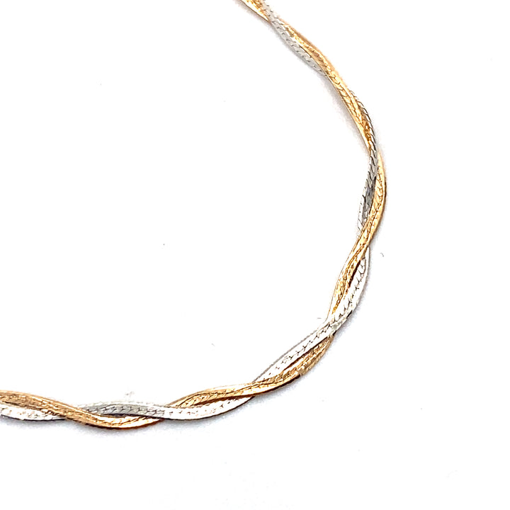 collana in oro a due fili intrecciati semirigida siciliano gioielli