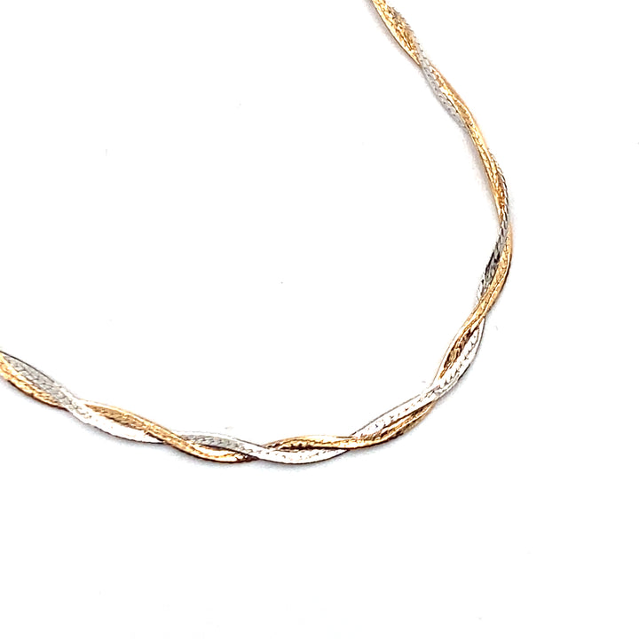 collana in oro a due fili intrecciati semirigida siciliano gioielli