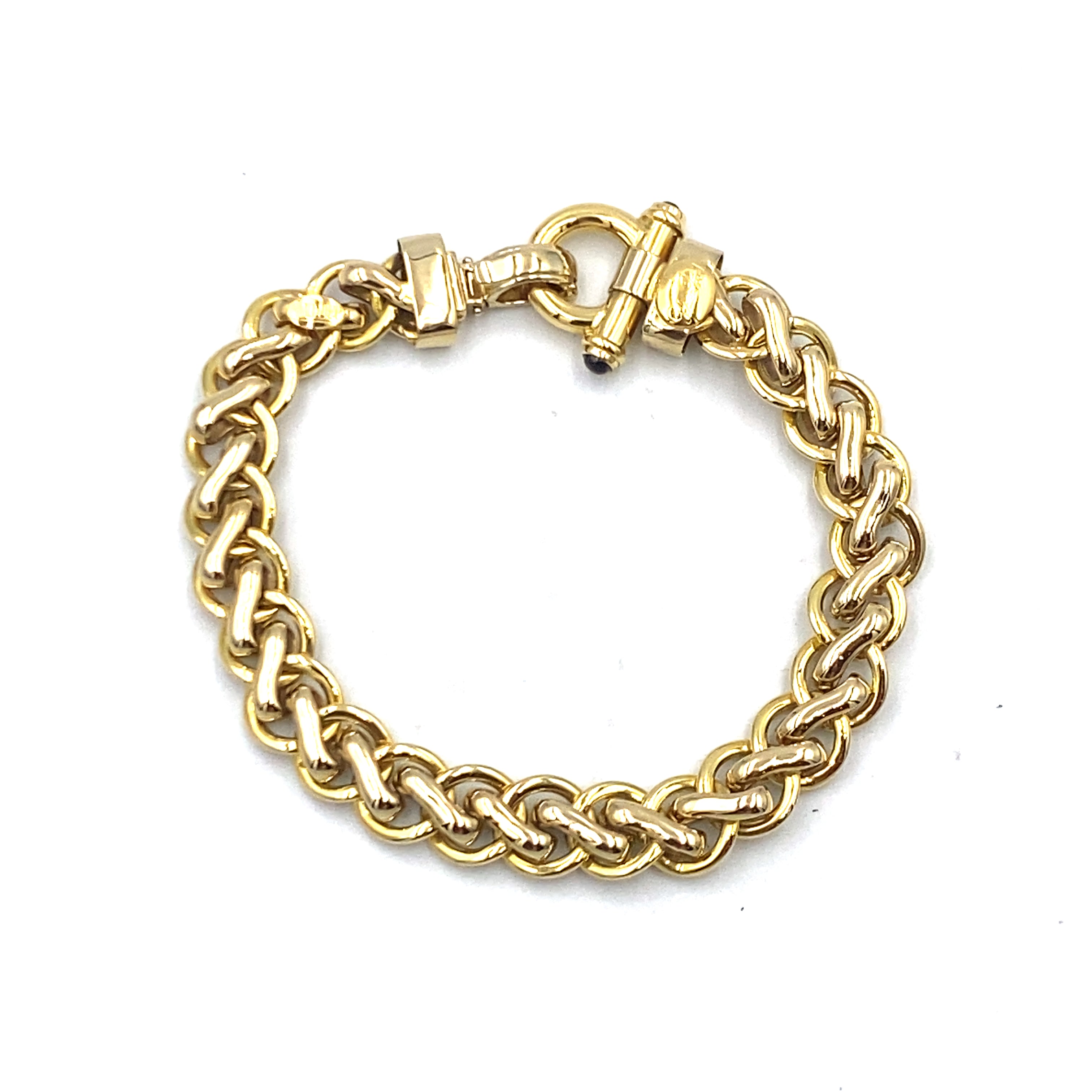 Bracciale a catena intrecciata in oro massiccio 14K - Italia Bracciale a catena intrecciata in oro massiccio 14K - Italia