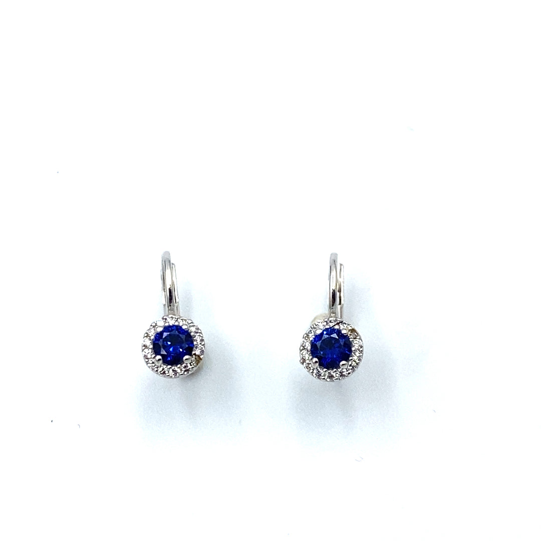 orecchini in oro bianco con zirconi  blu e micro zirconi  bianchi  siciliano  gioielli 