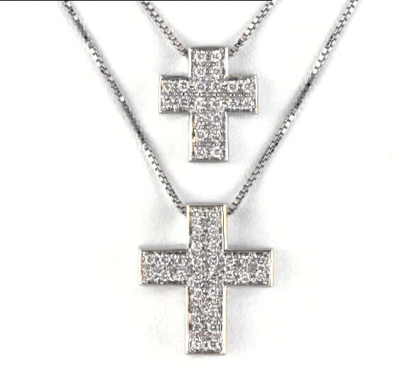 Necklace Croce Salvini Diamanti Croce Oro Bianco Salvini Crocetta