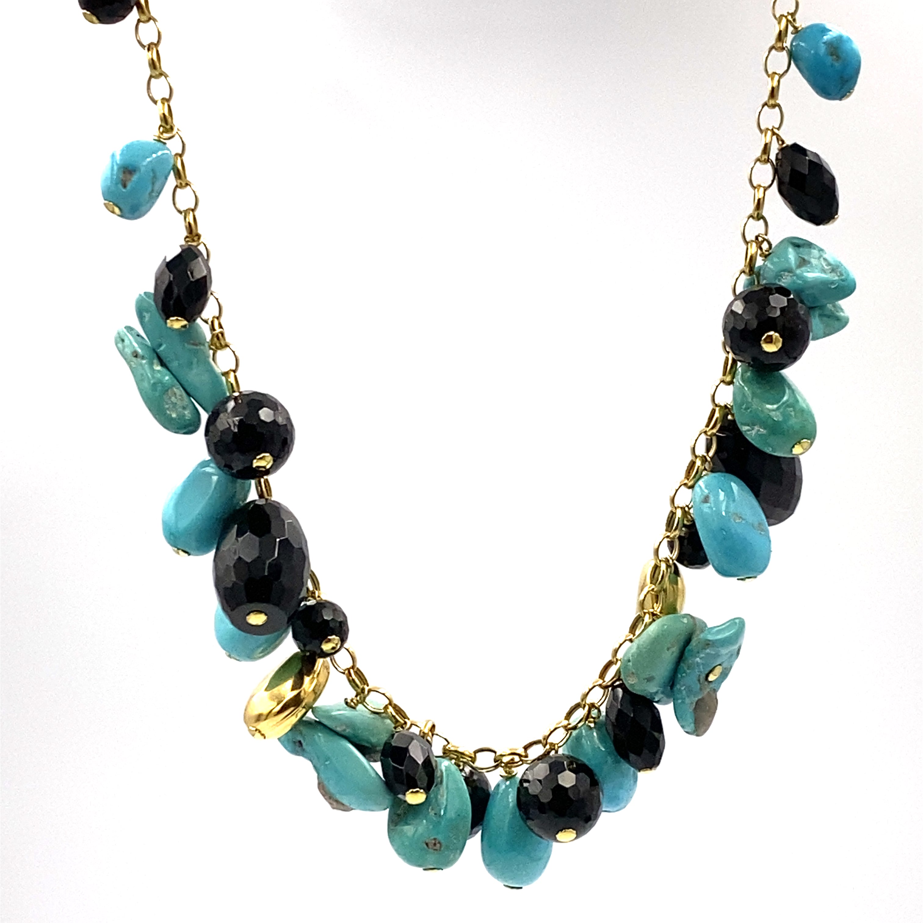 Rajasthan Gems Collana Mala In Turchese Naturale - Lunghezza 44,5 Cm - Pietra Preziosa Turchese - Gioiello Etnico Femminile
