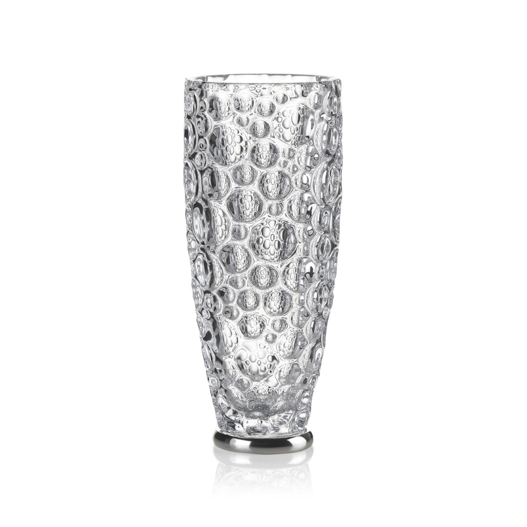 vaso acca cristallo  con inserti in argento collezione mille bolle - siciliano gioielli 