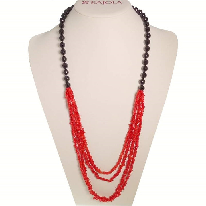 Rajola Happy Onyx Coral Necklace