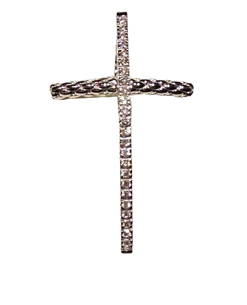pendente croce con diamanti in oro bianco  siciliano gioielli 
