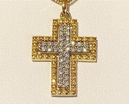 Miluna Two-Tone Cross Necklace