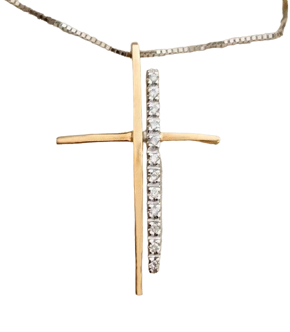 DD Two-Tone Cross Pendant Necklace