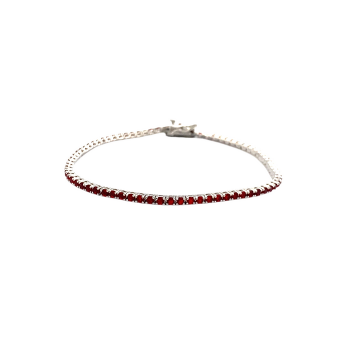 Bracciale Tennis Argento Cristalli Rossi 2 mm