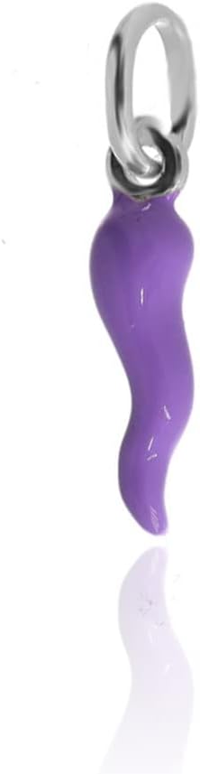 Pendente Cornetto  Argento Smaltato 2,5 cm