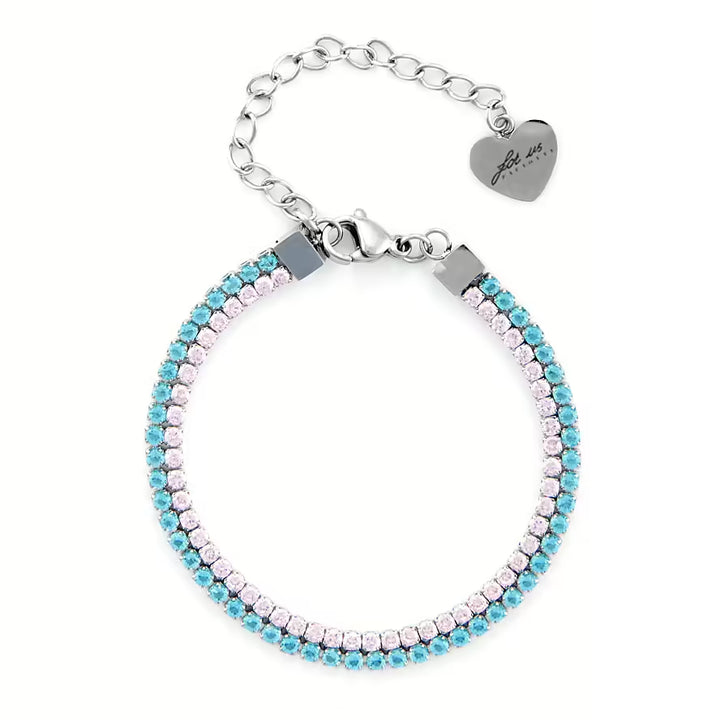 bracciale 4us cesare paciotti in acciao con cristalli  rosa e azzurri - siciliano gioielli 