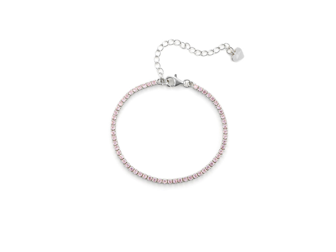 bracciale tennis donna 4us cesare paciotti in argento 925 con zirconi  rosa - siciliano  gioielli 