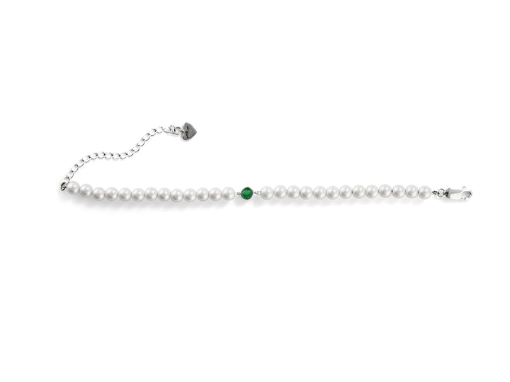 bracciale 4us cesare paciotti perle bianche zircone verde - siciliano  gioielli 