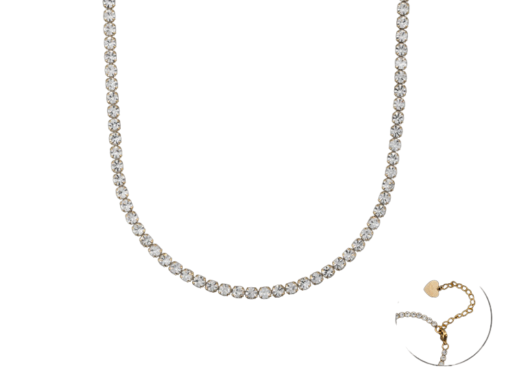 collana 4us cesare paciotti in acciaio dorato con cristalli bianchi - siciliano gioielli 