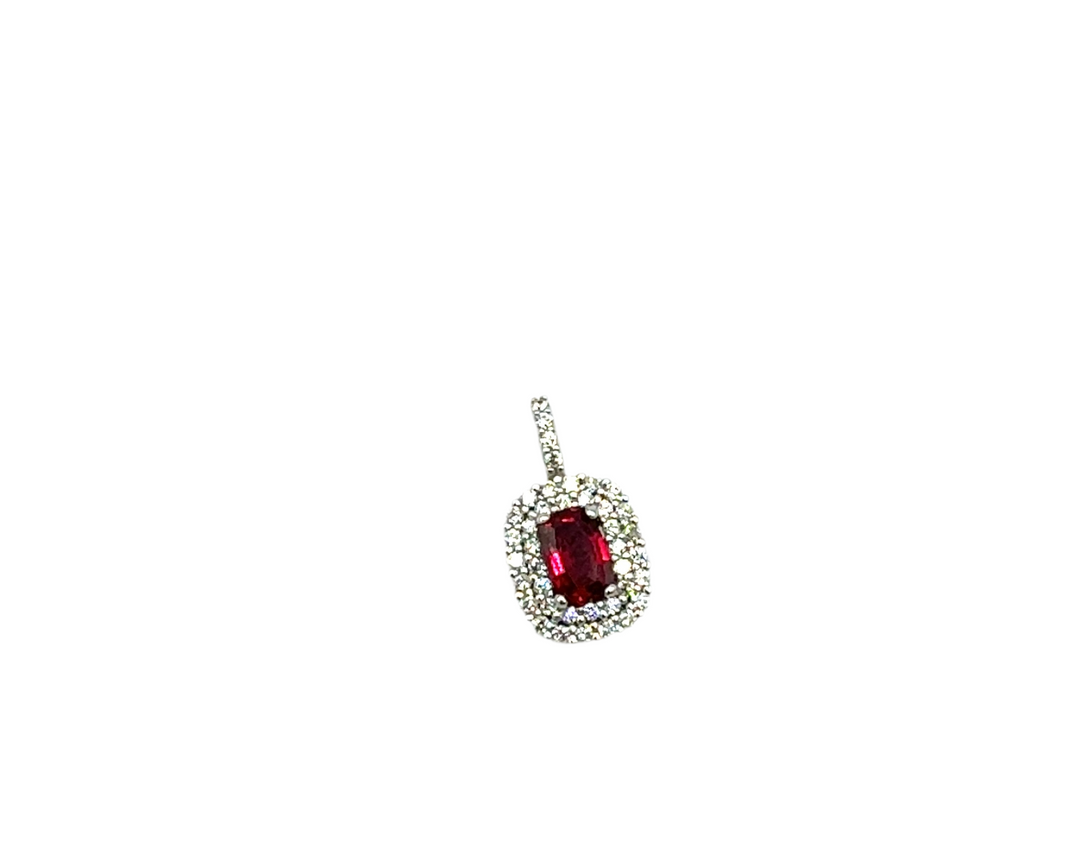 White Gold Red Stone Pendant