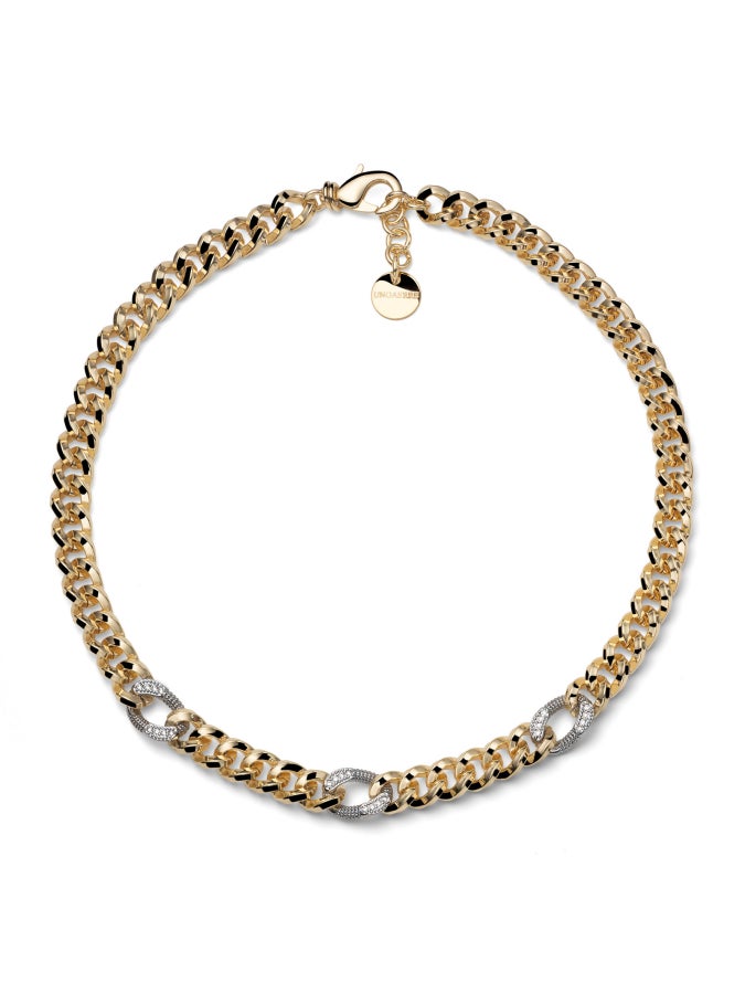 Collana bicolore grumetta e zirconi