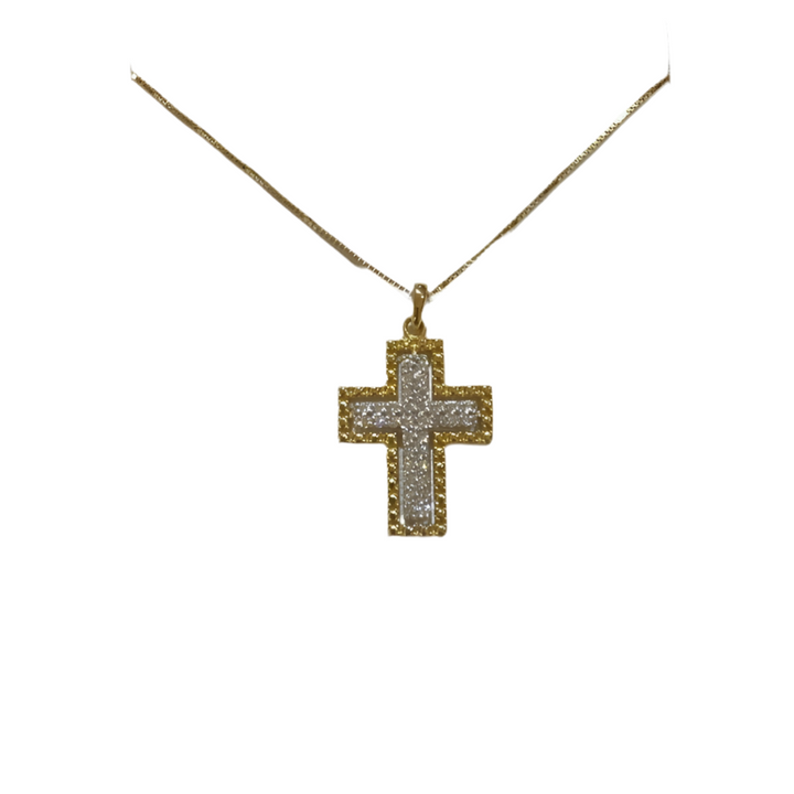 Miluna Two-Tone Cross Necklace