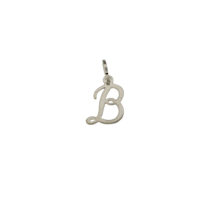 lettera B corsivo in oro bianco - siciliano gioielli 