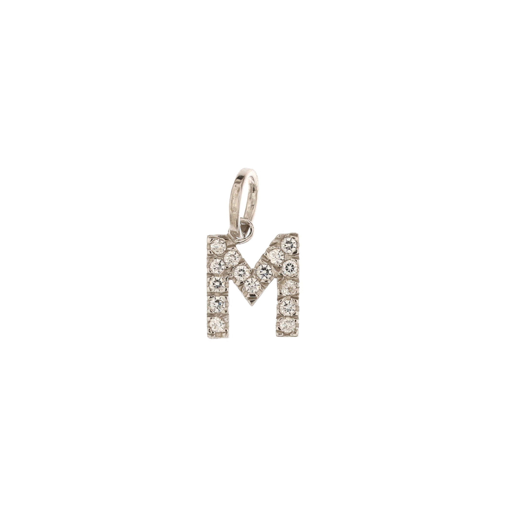 Letter Pendant in White Gold Block Letters