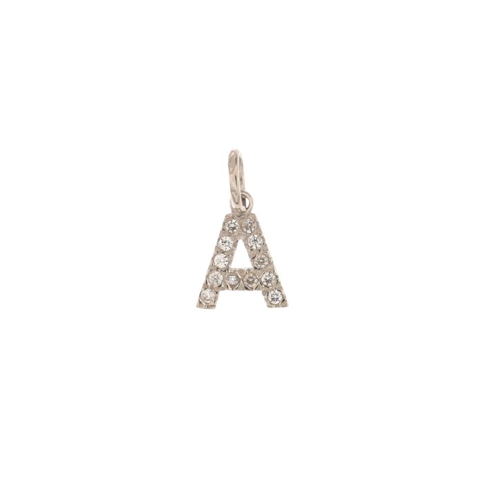 Letter Pendant in White Gold Block Letters