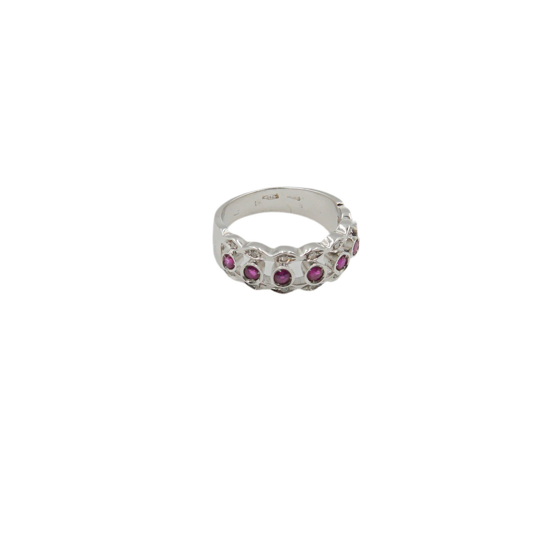 White Gold Ring with Rubies Band