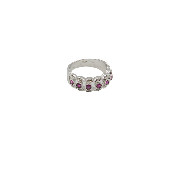 White Gold Ring with Rubies Band