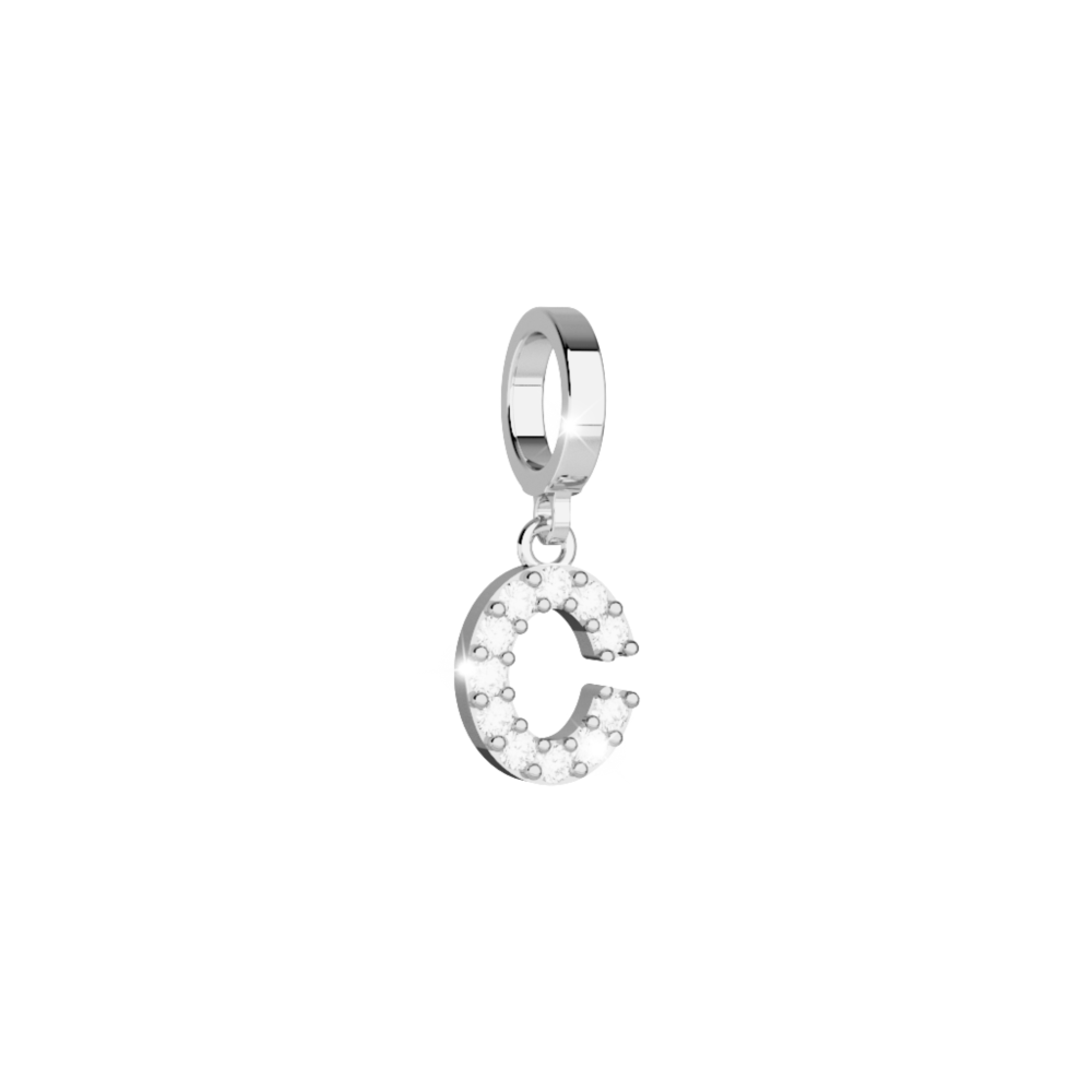 Charm My  Alphabet  in Argento con Cristalli