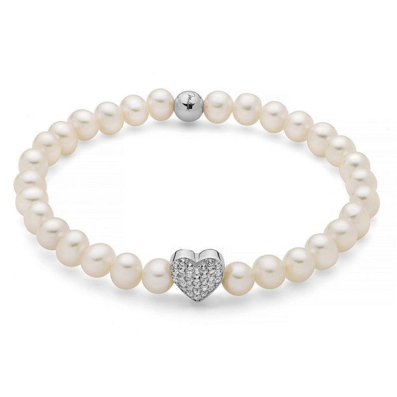 Miluna Bracciale in Argento e Perle con topazi  bianchi - siciliano gioielli 