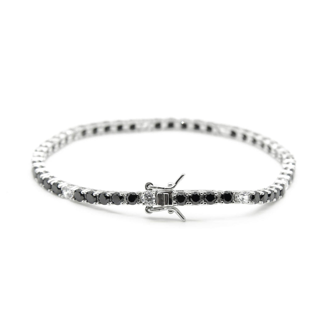 Bracciale Tennis Argento  Zirconi Neri e Bianchi 2,8 mm