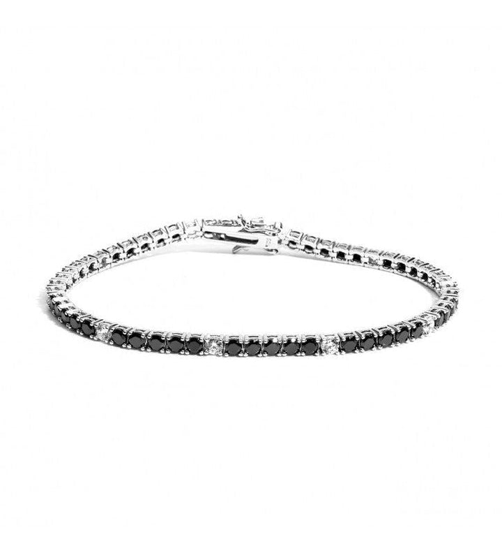Bracciale Tennis Argento  Zirconi Neri e Bianchi 2,8 mm