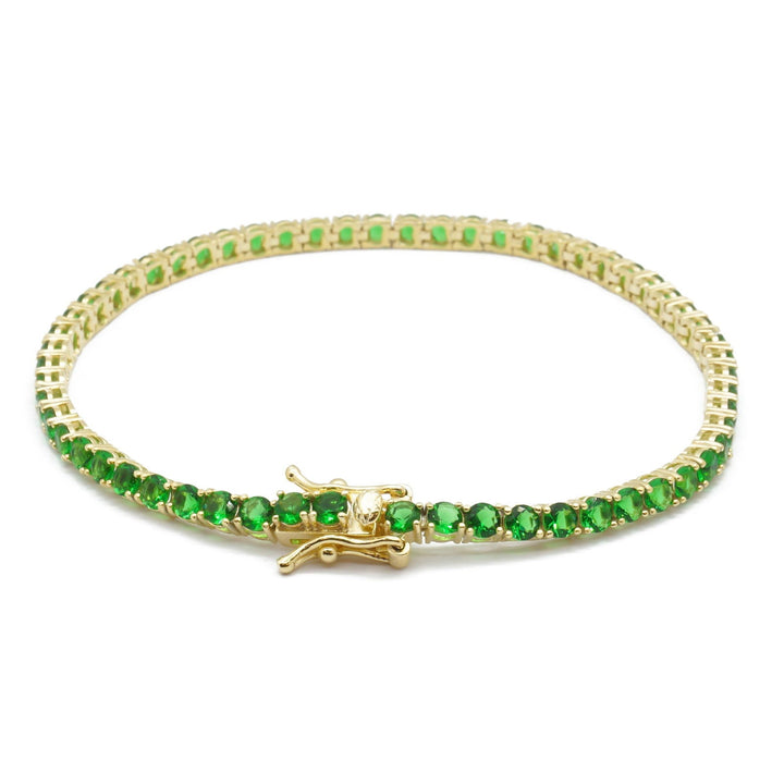 Bracciale Tennis Argento Zirconi Verdi 2 mm