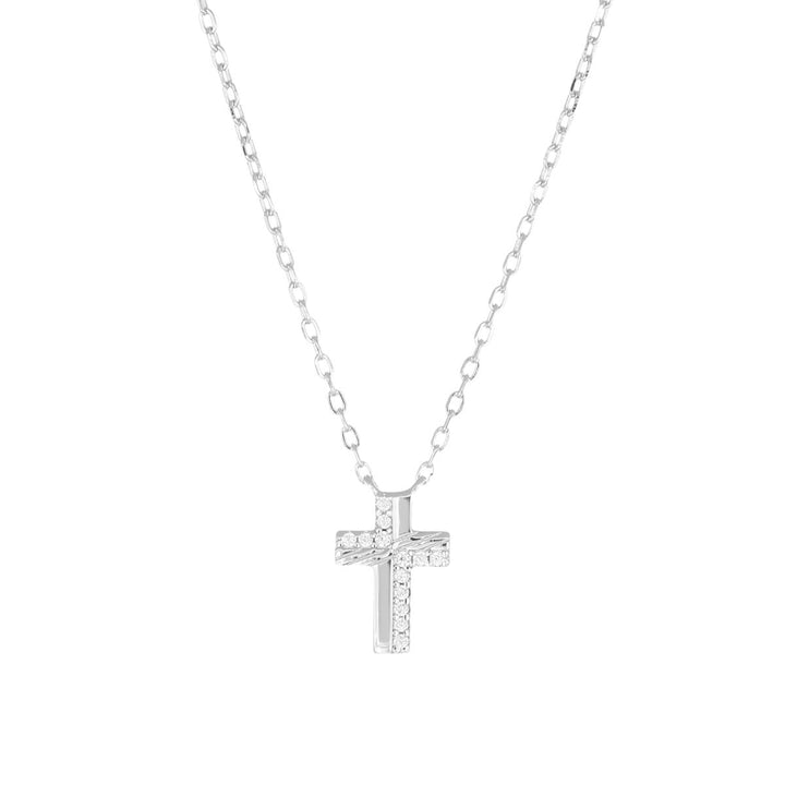 Collana Amen Croce Piccola con Zirconi Bianchi