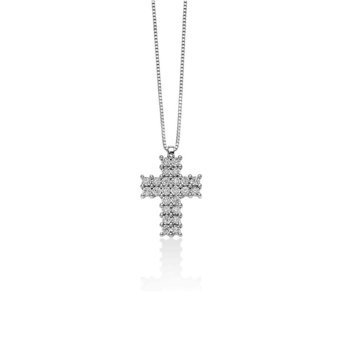 Collana Donna Miluna Croci Oro Bianco con croce con diamanti  - siciliano gioielli 