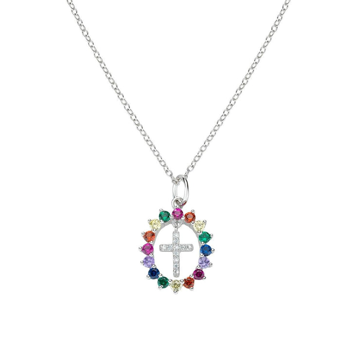 Necklace Amen Cross in the Sun with Zircons