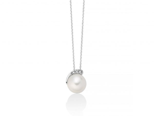 Collana Oro Bianco con Perla Miluna