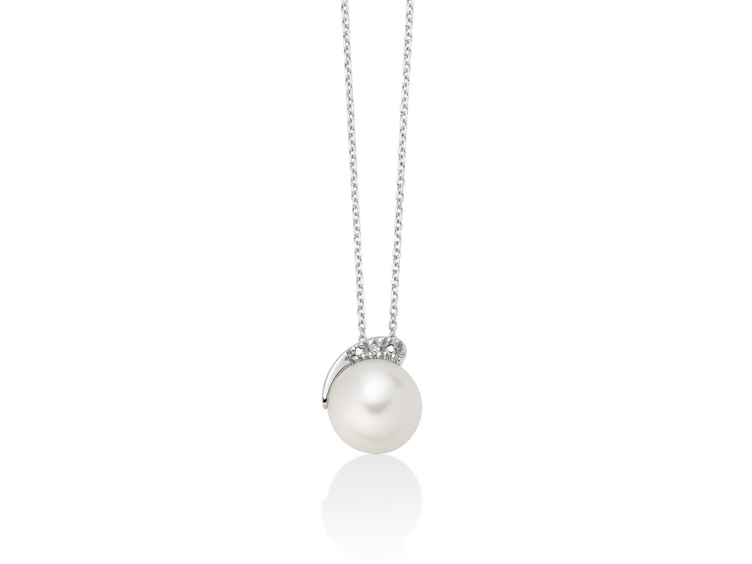 Collana Oro Bianco con Perla Miluna