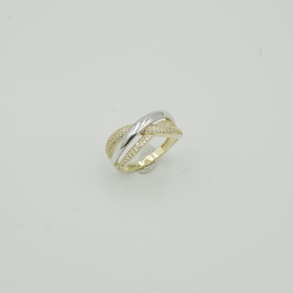 anello oro bicolore con zirconi siciliano gioielli 