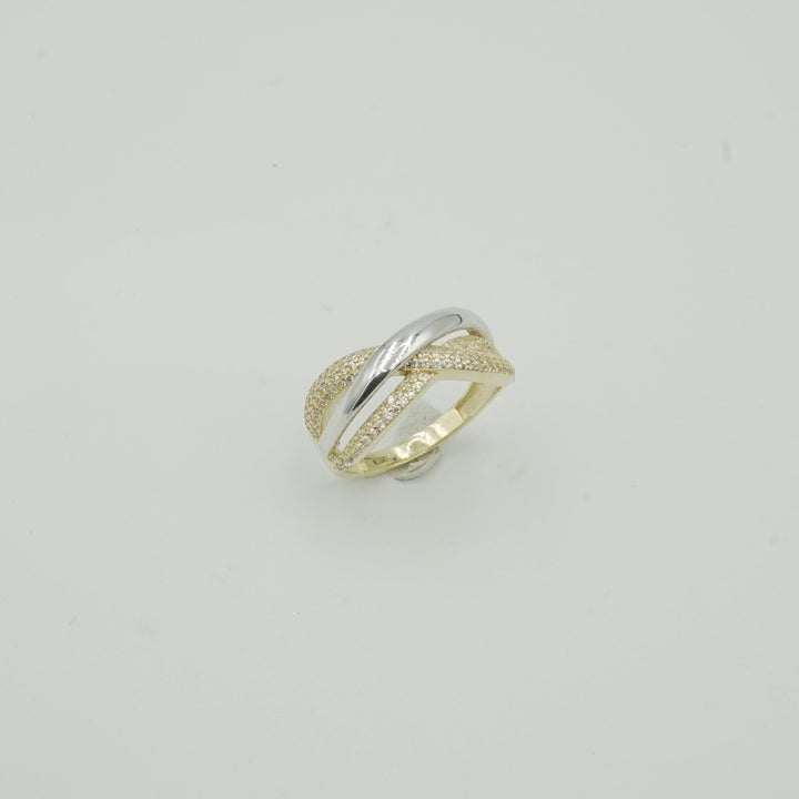 anello oro bicolore con zirconi siciliano gioielli