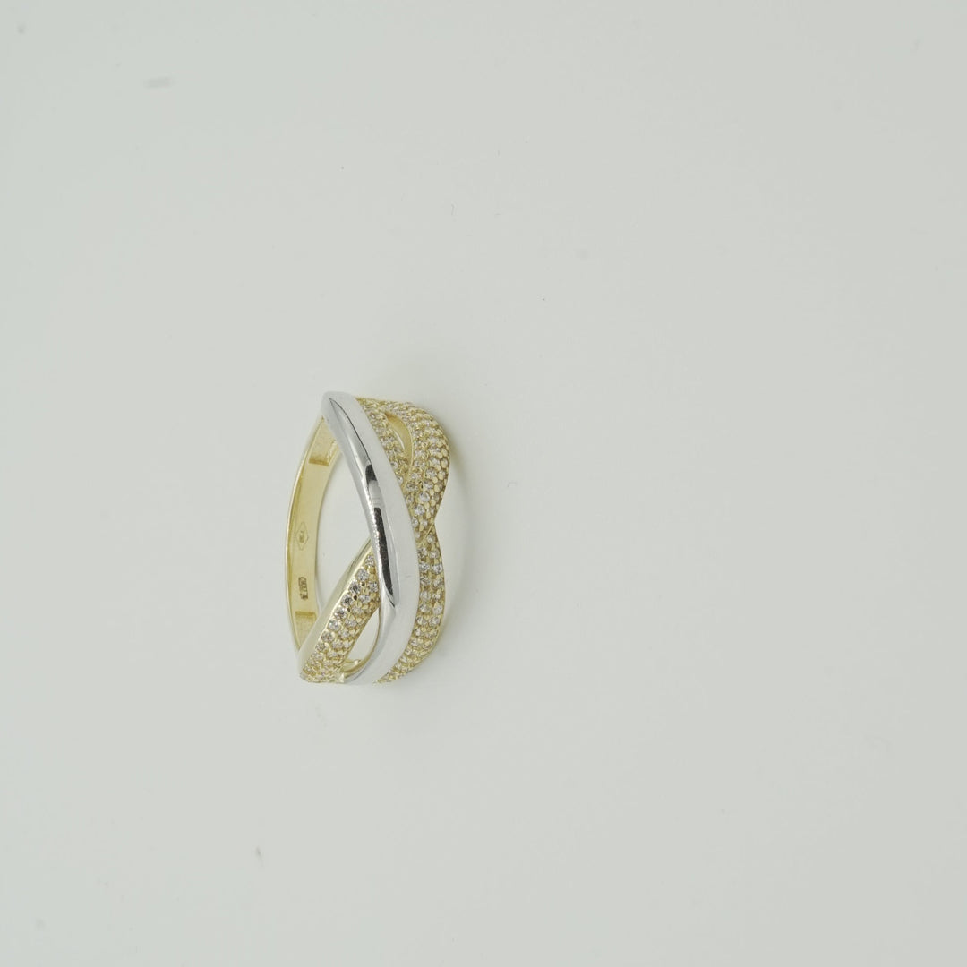 anello oro bicolore con zirconi siciliano gioielli