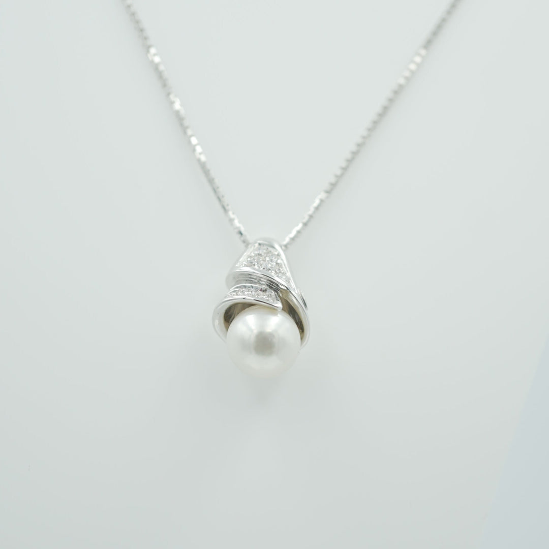 collana in oro bianco con perla - siciliano gioielli 