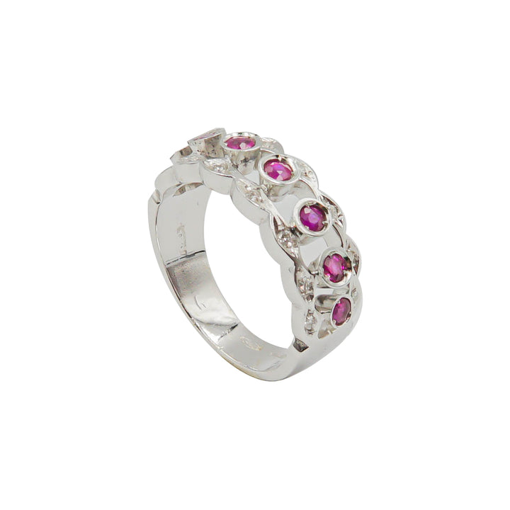 White Gold Ring with Rubies Band