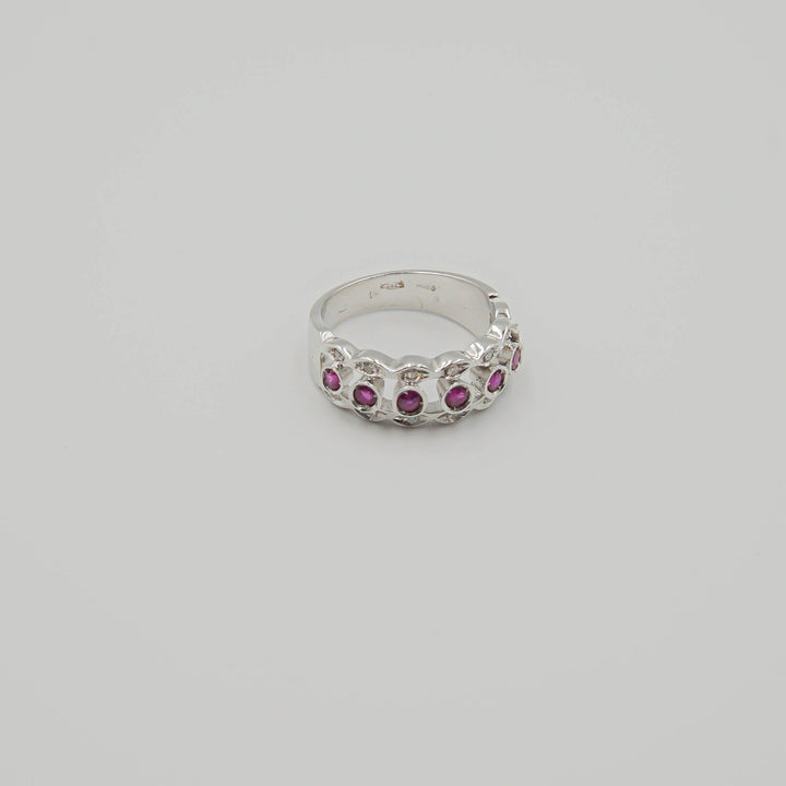 White Gold Ring with Rubies Band