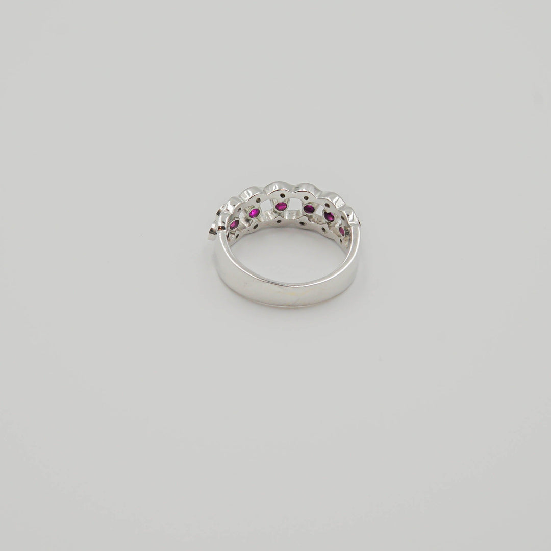 White Gold Ring with Rubies Band