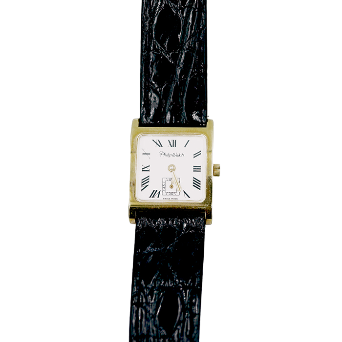 orologio philip watch da donna in oro giallo con cinturino in pelle di coccodrillo - siciliano gioielli 