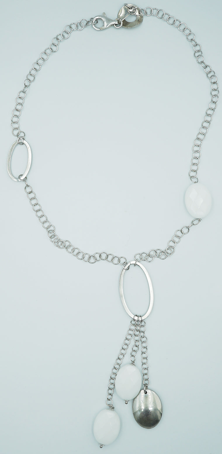 collana in argento 925 con pietre in agata bianca - siciliano gioielli 