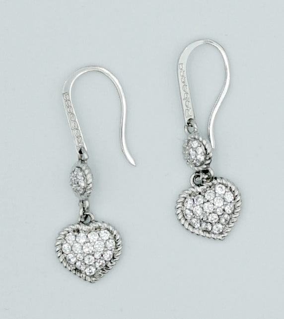 orecchini in argento cuore e cristalli swarovski  bianchi - siciliano gioielli 