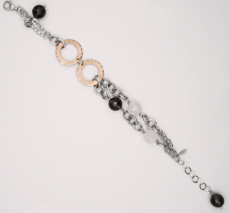 bracciale in argento con sfere sfaccettate e cerchi - siciliano gioielli